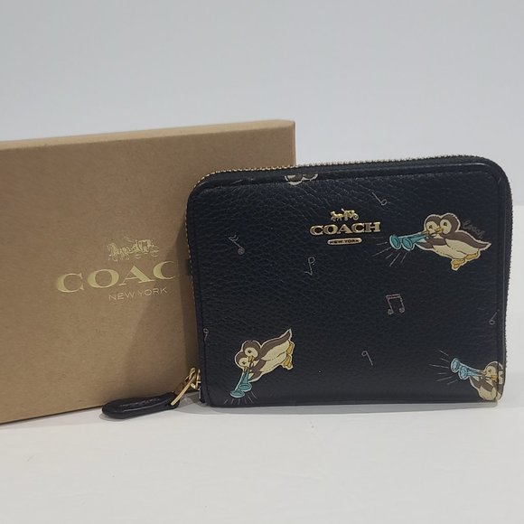 💗COACH NIB Owls Print Small Zip Around Leather Wallet in a COACH GIFT BOX $125 - Picture 11 of 11
